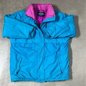 Vtg Team Herman's Ladies Large Insulated Turquoise Blue Ski Jacket Winter Parka